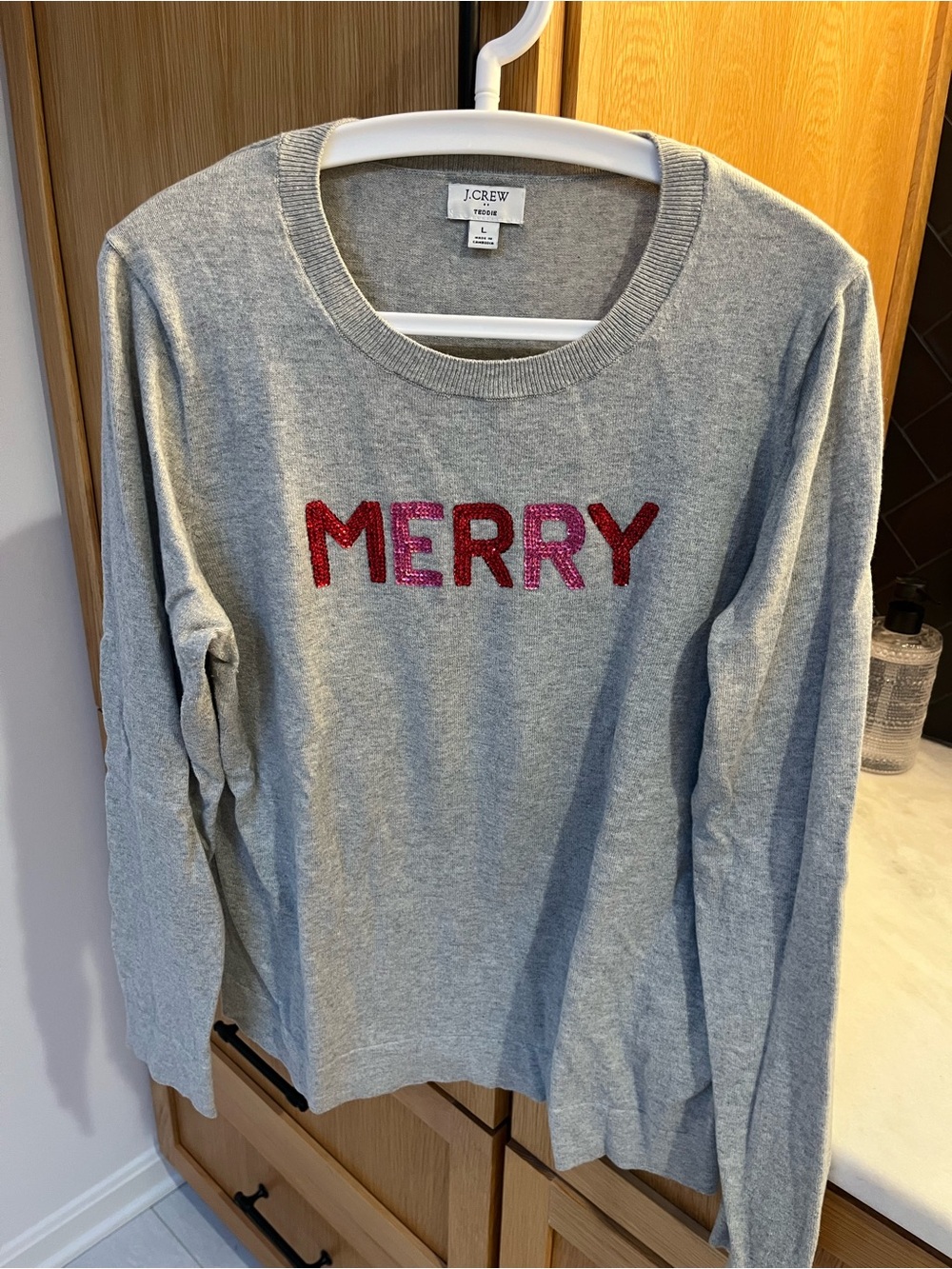J. Crew Gray Teddie Crewneck Sweater